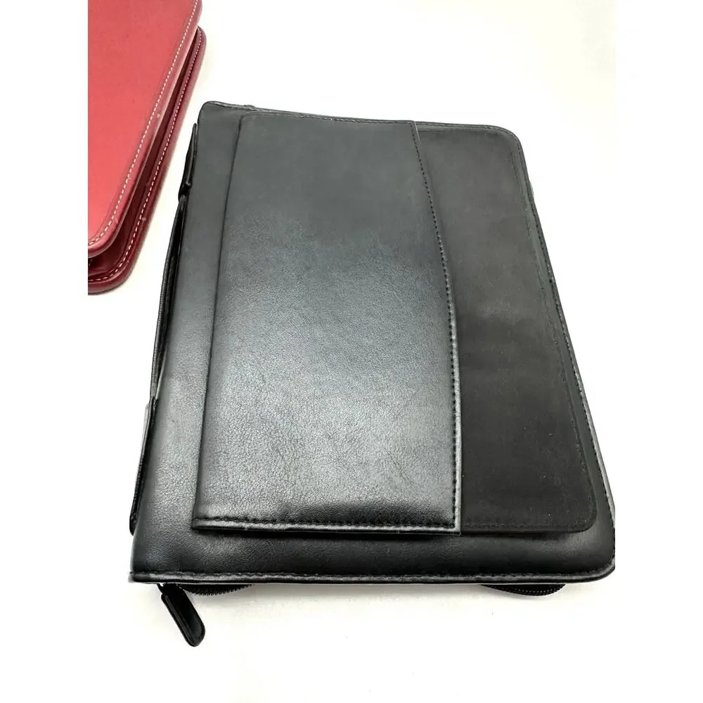 Vintage Lot Of 3 Franklin Covey Daytimer Ring Binder Organizer Black Red
